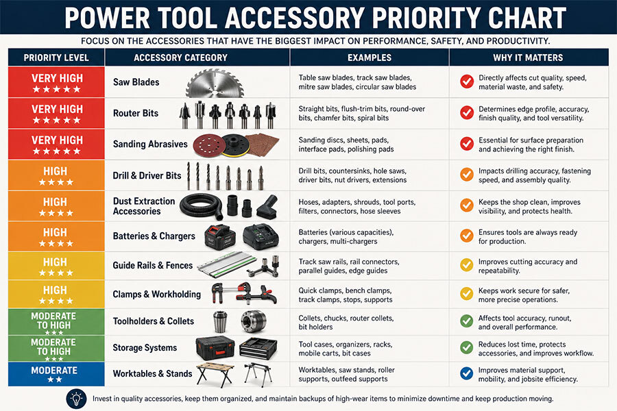 Power tool accessories priority chart