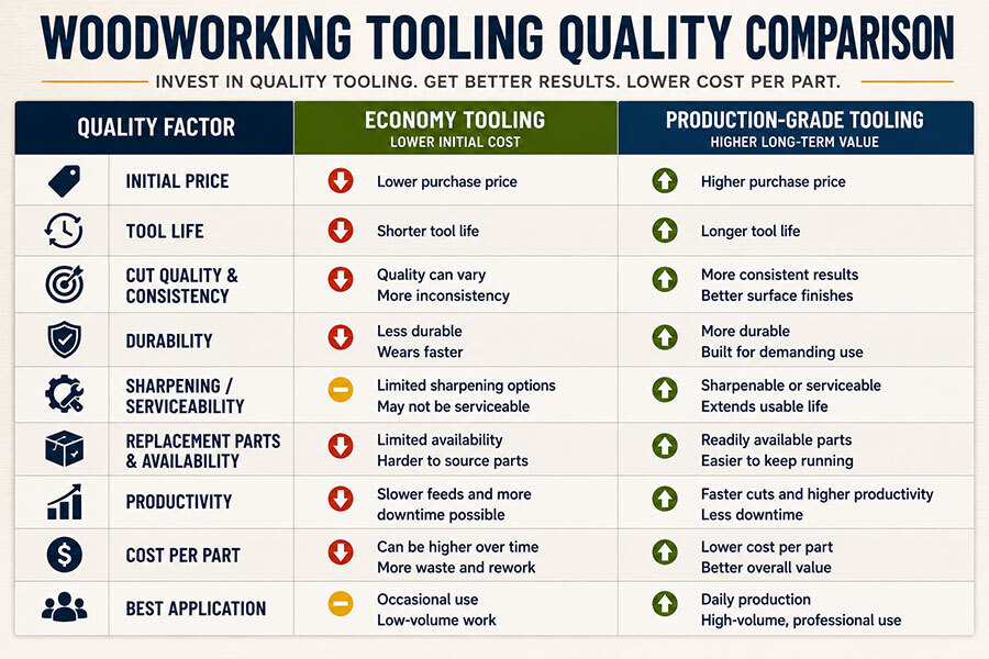 Woodworking tooling quality comparison Woodworking tooling quality comparison